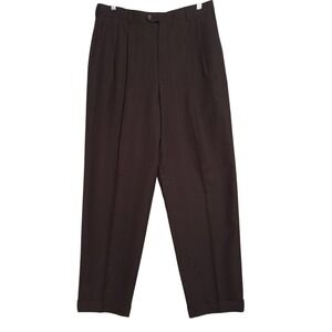 Claiborne Mens Dress Pants 34x34 Dark Brown Straight Leg Trousers Career Slacks